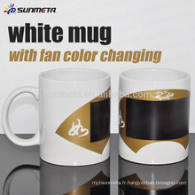 Tasse blanche de sublimation Sunmeta 11OZ avec changement de couleur de ventilateur À bas prix en gros de Sunmeta